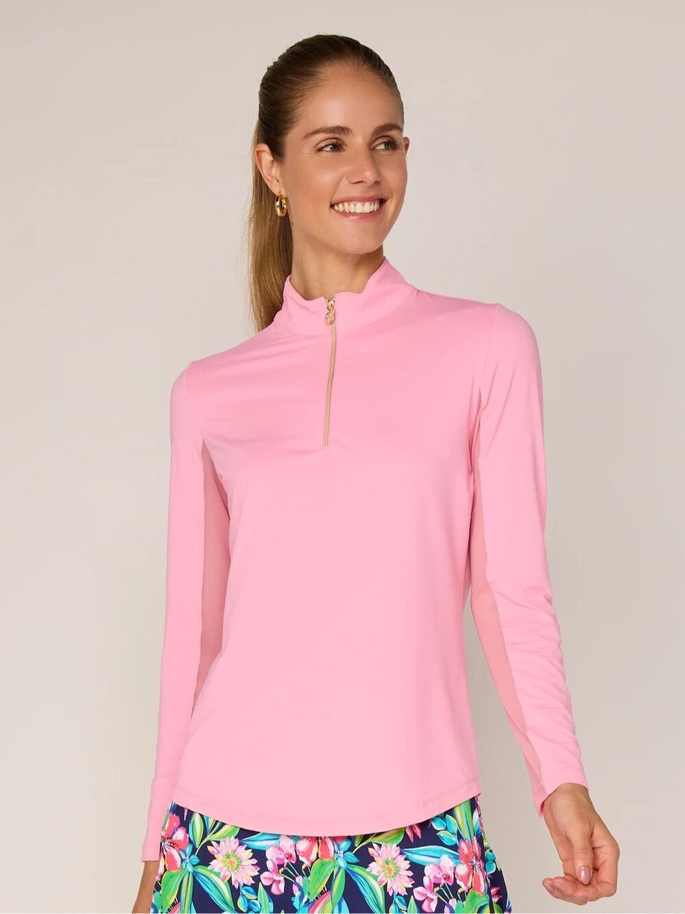 G Lifestyle NWT Golf Quarter Zip Pink UPF 50+ Cooling Top Size Extra Small